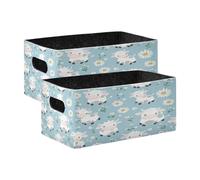 Kcldeci Lot de 2 paniers de rangement robustes et pliables pour étagères, placards, crèches, fleurs de vache