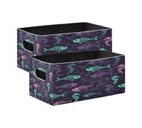 Kcldeci Lot de 2 paniers de rangement robustes et pliables pour étagères, placards, crèches, squelettes de poissons et hippocampes