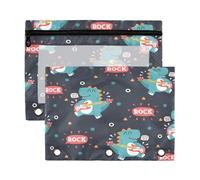 Kcldeci Lot de 2 trousses à crayons à 3 anneaux avec fermeture éclair pour classeur à 3 anneaux, trousse à crayons en vrac avec fenêtre transparente pour fournitures de bureau, Multicolore, 9.8*7