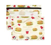 Kcldeci Lot de 2 trousses à crayons à 3 anneaux avec fermeture éclair pour classeur à 3 anneaux, trousse à crayons en vrac avec fenêtre transparente pour fournitures de bureau, Multicolore, 9.8*7
