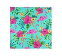Kcldeci Lot de serviettes de table en tissu flamant rose tropical 1 pièce Motif feuilles de palmiers et fleurs
