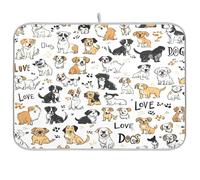 Kcldeci Mk_mj002_a_pattern_of_dogs_with_the_words_i_love_dogs_written_i_c0313e49-3e5e-46b7-ae8a-5ec2727467bd Tapis de séchage pour comptoir de cuisine Tapis égouttoir Accessoires de cuisine Tapis de