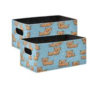 Kcldeci Norwich Terrier sur fond bleu - Lot de 2 paniers de rangement pour organisation, paniers de rangement pliables robustes pour étagères, placard, chambre d'enfant
