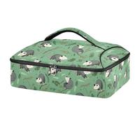 Kcldeci Opossums Sac de transport isotherme pour aliments chauds ou froids, motif feuilles vertes, sac fourre-tout isotherme pour repas/pique-nique, lasagnes