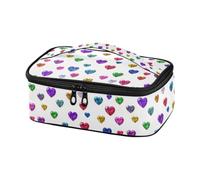 Kcldeci Petit sac à déjeuner isotherme pour écoliers, pierres précieuses colorées en forme de cœur pour garçons et filles, sac isotherme étanche pour travail, voyage, pique-nique, tient dans un sac à