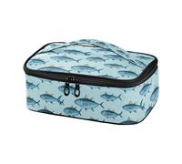 Kcldeci Petit sac à déjeuner isotherme pour enfants, motif thon, poisson de dessin animé, réutilisable, pour garçons et filles, sac isotherme étanche pour travail, voyage, pique-nique, tient dans un