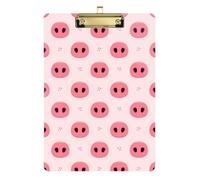 Kcldeci Porte-bloc en acrylique avec nez de cochon de dessin animé - Format A4 - Pour salle de classe, enseignantes et femmes - Fournitures scolaires de bureau - Doré - 30,5 x 22,9 cm