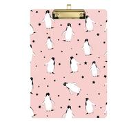 Kcldeci Porte-bloc en acrylique avec pingouins et étoiles - Format A4 - Pour salle de classe, école et bureau - Pour enfants, étudiants, enseignants - Argenté - 30,5 x 22,9 cm