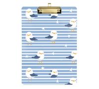 Kcldeci Porte-bloc en acrylique motif mouettes et étoiles, format A4, pour salle de classe, infirmière, fournitures de bureau, école, doré, 30,5 x 22,9 cm