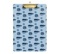 Kcldeci Porte-bloc en acrylique motif poisson clown la nuit - Format A4 - Pour salle de classe, enseignantes et femmes - Fournitures scolaires de bureau - Argenté - 30,5 x 22,9 cm
