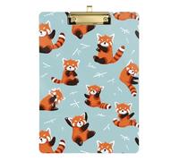 Kcldeci Porte-bloc mignon en acrylique motif panda rouge A4 pour salle de classe, infirmière, panneau dur pour fournitures de bureau, école, doré, 30,5 x 22,9 cm