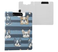 Kcldeci Porte-bloc pliable A4 avec motif bouledogues français de dessin animé, bloc-notes pour mémo, document et travail scolaire