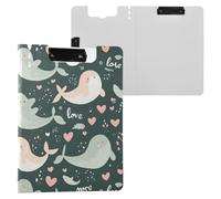 Kcldeci Porte-bloc pliable A4, lions de mer, baleines, cœurs, bloc-notes pour mémo, documents et travail