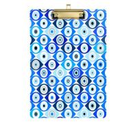 Kcldeci Porte-bloc turc en acrylique avec perles mauvais œil - Format A4 - Pour salle de classe, enseignantes, femmes - Fournitures scolaires de bureau - Argenté - 30,5 x 22,9 cm