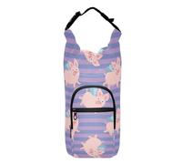 Kcldeci Porte-bouteille d'eau mignon en forme de cochon volant avec sangle, sac à bandoulière avec poche pour téléphone, manchon pour bouteille d'eau pour homme et femme, randonnée, camping, voyage,