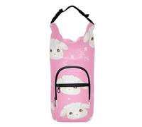 Kcldeci Porte-bouteille d'eau mignon en forme de mouton rose avec sangle de transport pour sac à bandoulière avec poche pour téléphone, manchon pour bouteille d'eau pour homme et femme, randonnée,