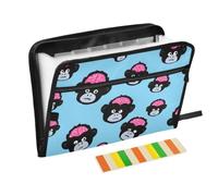Kcldeci Porte-documents extensible Noir Têtes de singe avec cerveaux | Organiseur accordéon à 13 poches, format A4, format lettre, documents, reçus, classeur accordéon