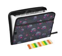 Kcldeci Porte-documents extensible Space Alien sur gris | Organiseur accordéon à 13 poches, format A4, format lettre, documents, reçus, classeur accordéon