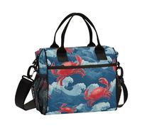 Kcldeci Sac à déjeuner isotherme pour enfants, filles, garçons, crabes, vagues de l'océan, petits sacs bento pour l'école, le pique-nique, taille S