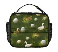 Kcldeci Sac à déjeuner isotherme réutilisable pour enfants, canards, balles de golf, herbe pour filles, garçons, école, voyage, pique-nique