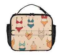 Kcldeci Sac à déjeuner isotherme réutilisable pour enfants, motif dessin animé, maillot de bain, bikini, sac à déjeuner pour filles, garçons, école, voyage, pique-nique