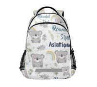 Kcldeci Sac à dos pour enfants filles et garçons, motif koalas mignons avec arcs-en-ciel, sac à dos d'école, sac à dos de voyage