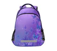 Kcldeci Sac à dos pour enfants filles et garçons - Papillon bleu scintillant - Sac à dos d'école, sac à dos de voyage