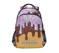 Kcldeci Sac à dos pour enfants filles et garçons - Violet scintillant - Motif crème glacée - Sac à dos d'école, sac de voyage