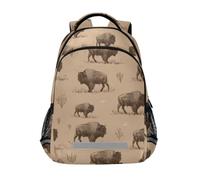 Kcldeci Sac à dos pour enfants filles garçons Amérique du Nord Bison Sacs à dos d'école primaire Sac à dos d'école Sac à dos de voyage