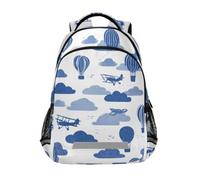 Kcldeci Sac à dos pour enfants filles garçons avions ballons 1 sac à dos d'école primaire sac à dos d'école sac à livres sac à dos sac à dos de voyage