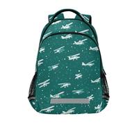 Kcldeci Sac à dos pour enfants filles garçons avions sur vert et bleu sacs à dos d'école, cartable d'école, sac à dos de voyage