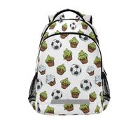 Kcldeci Sac à dos pour enfants filles garçons ballon de football Cupcake1 sacs à dos d'école primaire cartable sac à dos d'école sac à dos sac de voyage sac à dos