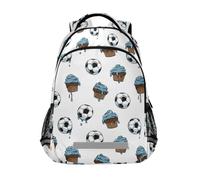Kcldeci Sac à dos pour enfants filles garçons ballon de football Cupcake2 sacs à dos d'école primaire cartable sac à dos d'école sac à dos sac de voyage sac à dos
