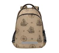 Kcldeci Sac à dos pour enfants filles garçons bateau pirate et boussole sacs à dos d'école primaire sac à dos d'école sac à dos sac à dos sac à dos sac à dos de voyage sac à dos