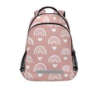 Kcldeci Sac à dos pour enfants filles garçons blanc arc-en-ciel et cœur sacs à dos d'école primaire sac à dos d'école sac à dos de voyage sac à dos de voyage