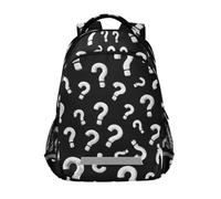 Kcldeci Sac à dos pour enfants filles garçons blanc point d'interrogation sacs à dos d'école primaire sac à dos d'école sac à dos sac à dos de voyage sac à dos