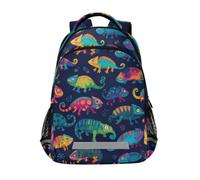 Kcldeci Sac à dos pour enfants filles garçons caméléons colorés sacs à dos d'école primaire sac à dos d'école cartable sac de voyage sac à dos de voyage