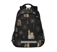 Kcldeci Sac à dos pour enfants filles garçons château avec feux d'artifice Sacs à dos d'école primaire Sac à dos d'école Sac à dos de voyage