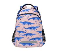 Kcldeci Sac à dos pour enfants filles garçons crocodile sur rose sacs à dos d'école primaire sac à dos d'école sac à dos sac à dos de voyage sac à dos de voyage