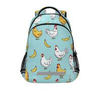 Kcldeci Sac à dos pour enfants filles garçons dessin animé poules et bananes sacs à dos d'école sacs à dos école sac à livres sac à dos sac à dos sac à dos sac à dos de voyage