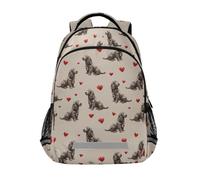 Kcldeci Sac à dos pour enfants filles garçons épagneuls cœurs rouges sacs à dos d'école primaire sac à dos d'école sac à dos sac à dos de voyage sac à dos de voyage