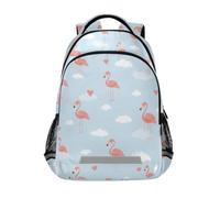 Kcldeci Sac à dos pour enfants filles garçons flamant rose et cœur sacs à dos d'école primaire sac à dos d'école sac de voyage sac à dos de voyage