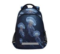 Kcldeci Sac à dos pour enfants filles garçons méduses volant dans le ciel nocturne sacs à dos d'école primaire cartable sac à dos d'école sac à dos sac de voyage sac à dos de voyage