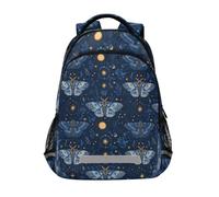 Kcldeci Sac à dos pour enfants filles garçons mites nouvelle lune et étoile sacs à dos d'école primaire cartable sac à dos d'école sac de voyage sac à dos de voyage