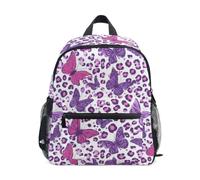 Kcldeci Sac à dos pour enfants filles garçons papillons et léopard violet maternelle primaire enfants école maternelle sac à livres S-M, Imprimé papillons et léopard violet, Medium, Sacs à dos de jour