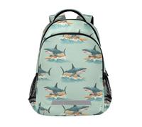 Kcldeci Sac à dos pour enfants filles garçons requin planche de surf sacs à dos école sacs à dos école cartable cartable sac à dos sac de voyage sac à dos