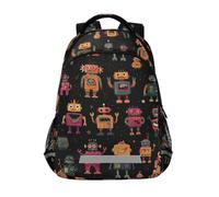 Kcldeci Sac à dos pour enfants filles garçons robots rétro monstres sacs à dos d'école primaire sac à dos d'école cartable sac de voyage sac à dos de voyage