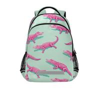 Kcldeci Sac à dos pour enfants filles garçons rose petit crocodile sacs à dos d'école primaire sac à dos d'école sac de voyage sac à dos de voyage