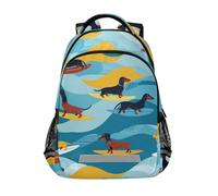 Kcldeci Sac à dos pour enfants filles garçons teckel surf école sac à dos école cartable sac à dos sac à livres sac à dos sac de voyage sac à dos