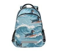 Kcldeci Sac à dos pour enfants filles garçons teckel surf1 sac à dos d'école, cartable d'école, sac de voyage